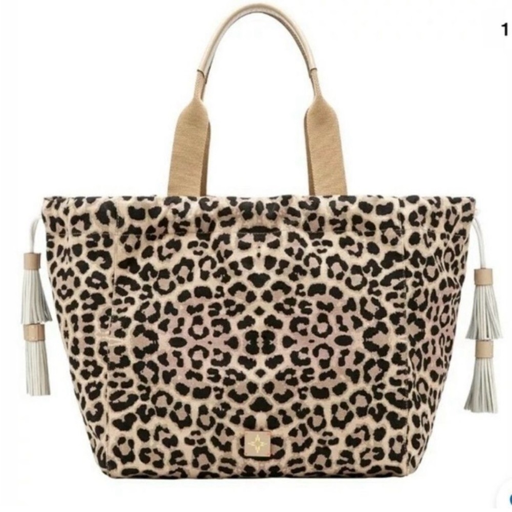 Brand New India Hicks Fortune Tote Canvas Sleeping Leopard Print.